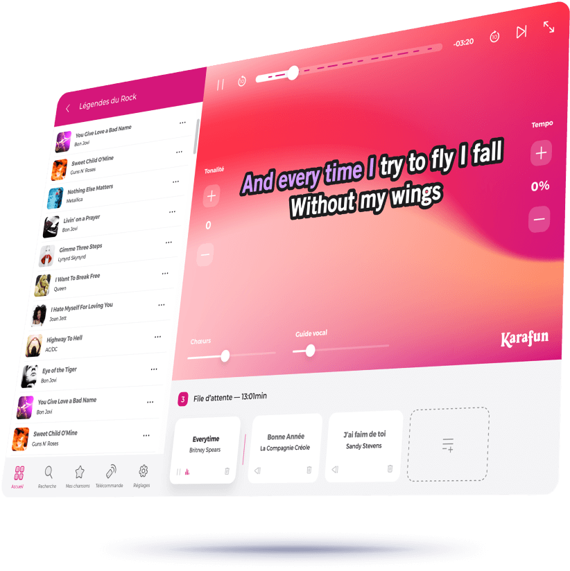 Interface de l'application professionnelle KaraFun utilisée pour les soirées karaoké.